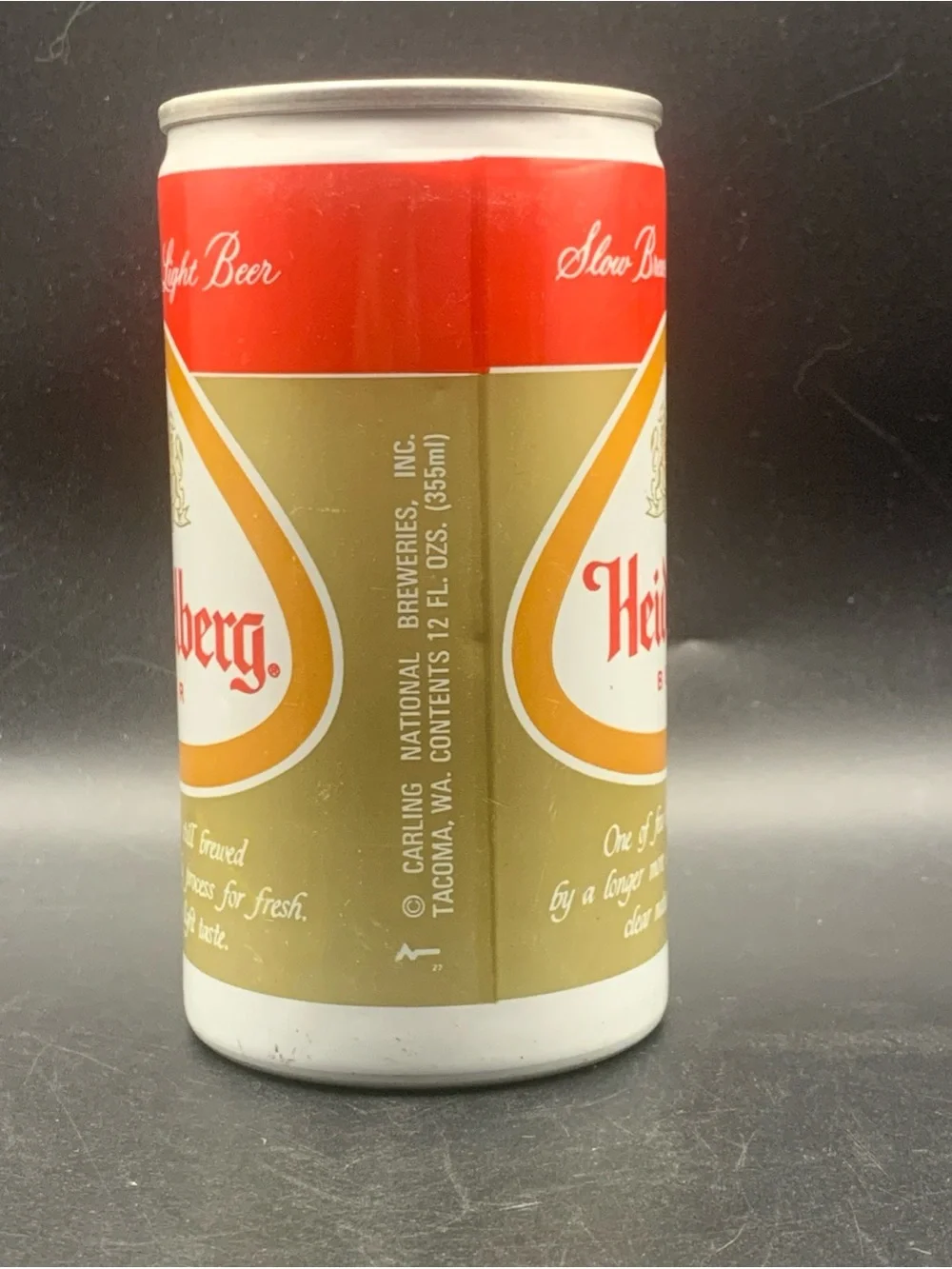 Vintage Beer Can Heidelberg Beer Gold Red Empty Slow Brewed Light Beer Aluminum